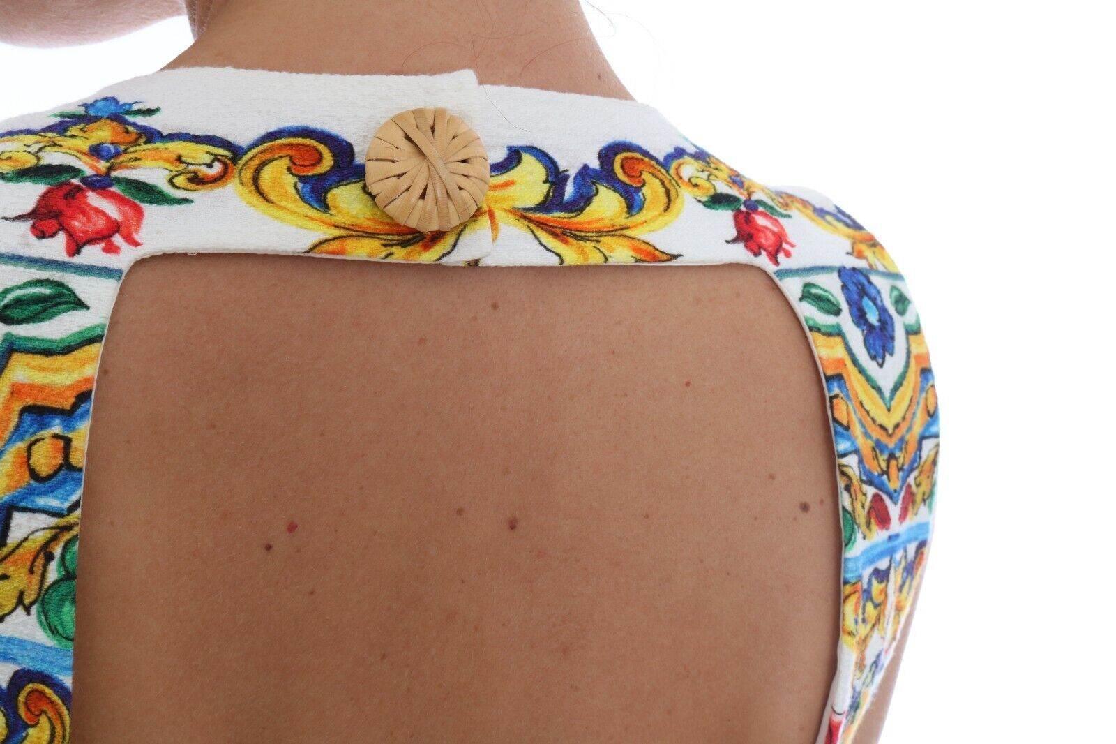 Dolce & Gabbana White Majoilca Sleeveless Sheath A-line Dress - Hilstor