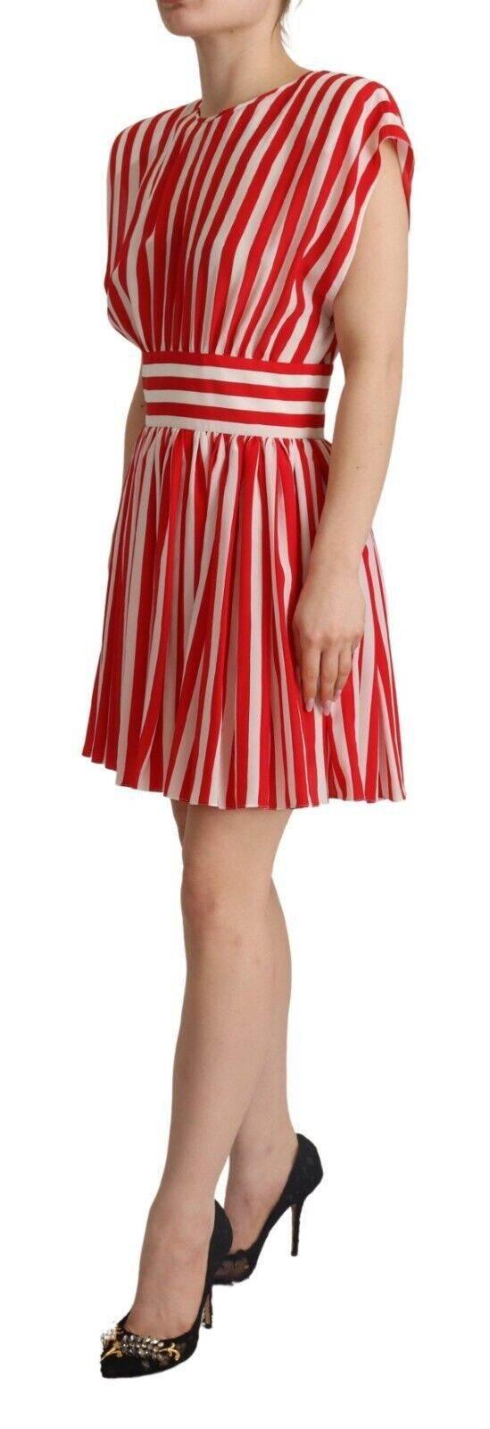 Dolce & Gabbana Elegant Striped Silk A-Line Mini Dress - Hilstor