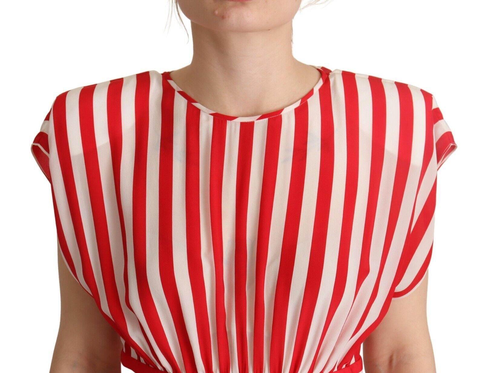 Dolce & Gabbana Elegant Striped Silk A-Line Mini Dress - Hilstor
