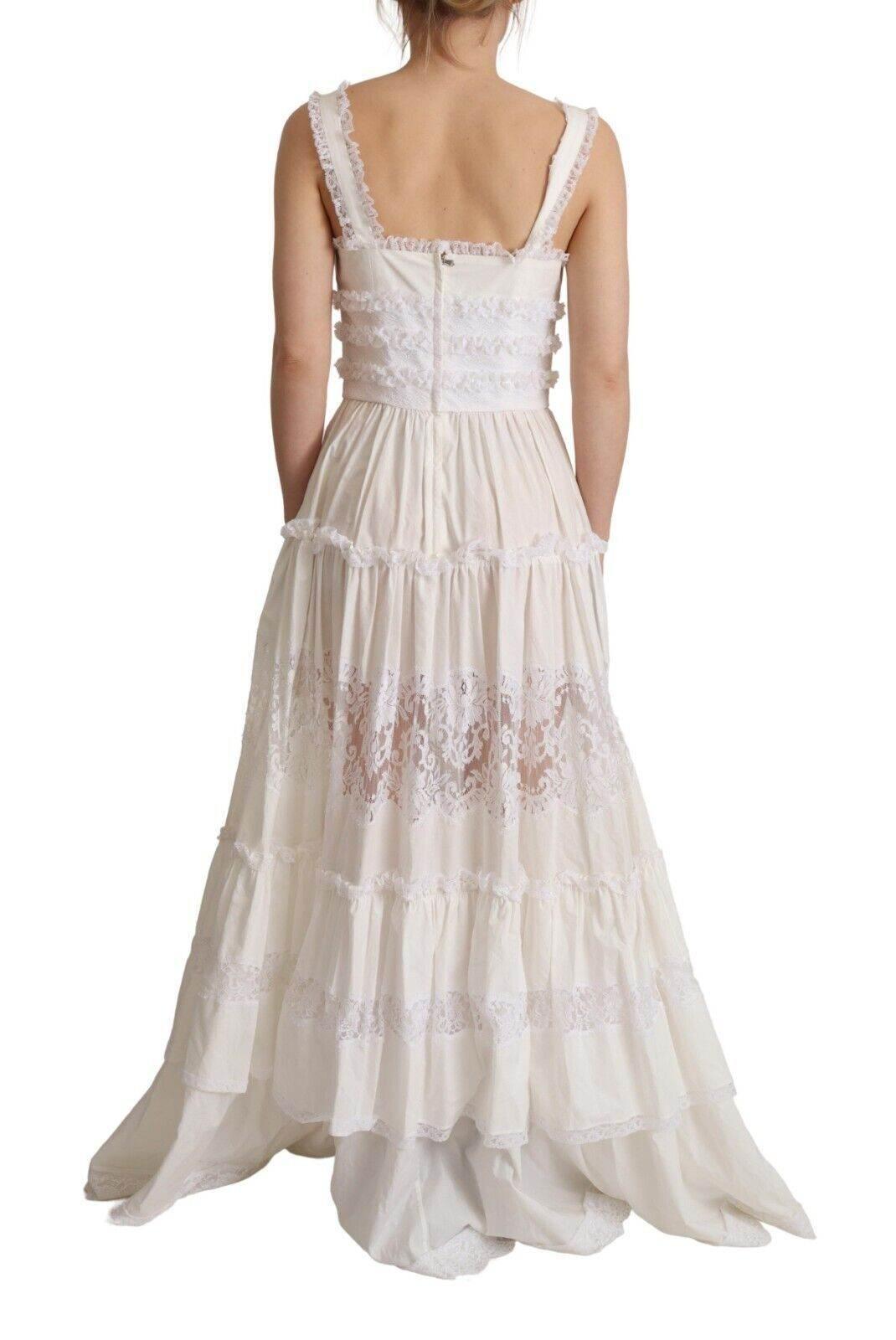 Dolce & Gabbana Elegant White A-Line Tiered Maxi Dress - Hilstor