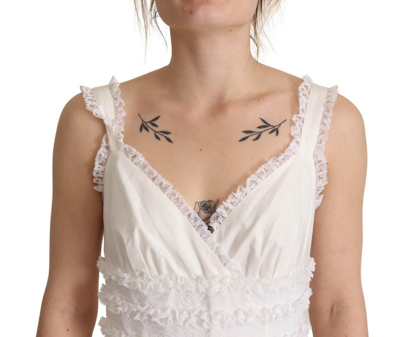 Dolce & Gabbana Elegant White A-Line Tiered Maxi Dress - Hilstor