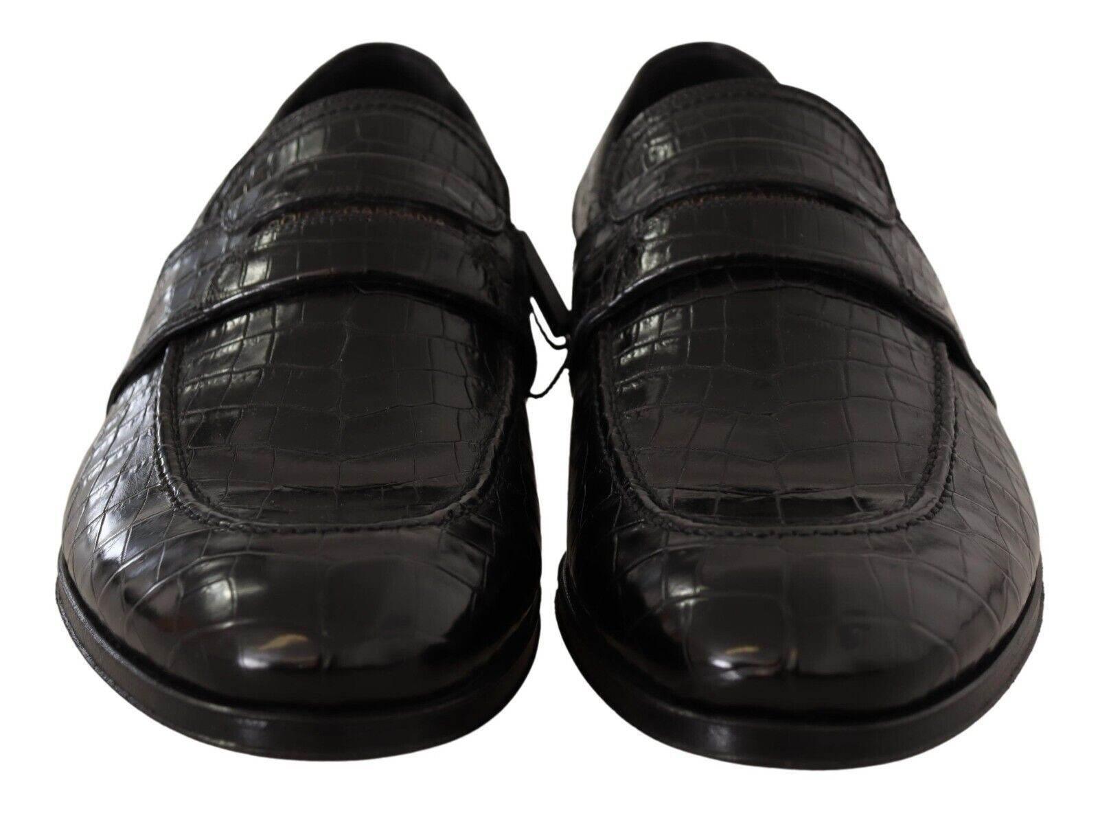 Dolce & Gabbana Elegant Crocodile Leather Moccasin Shoes - Hilstor