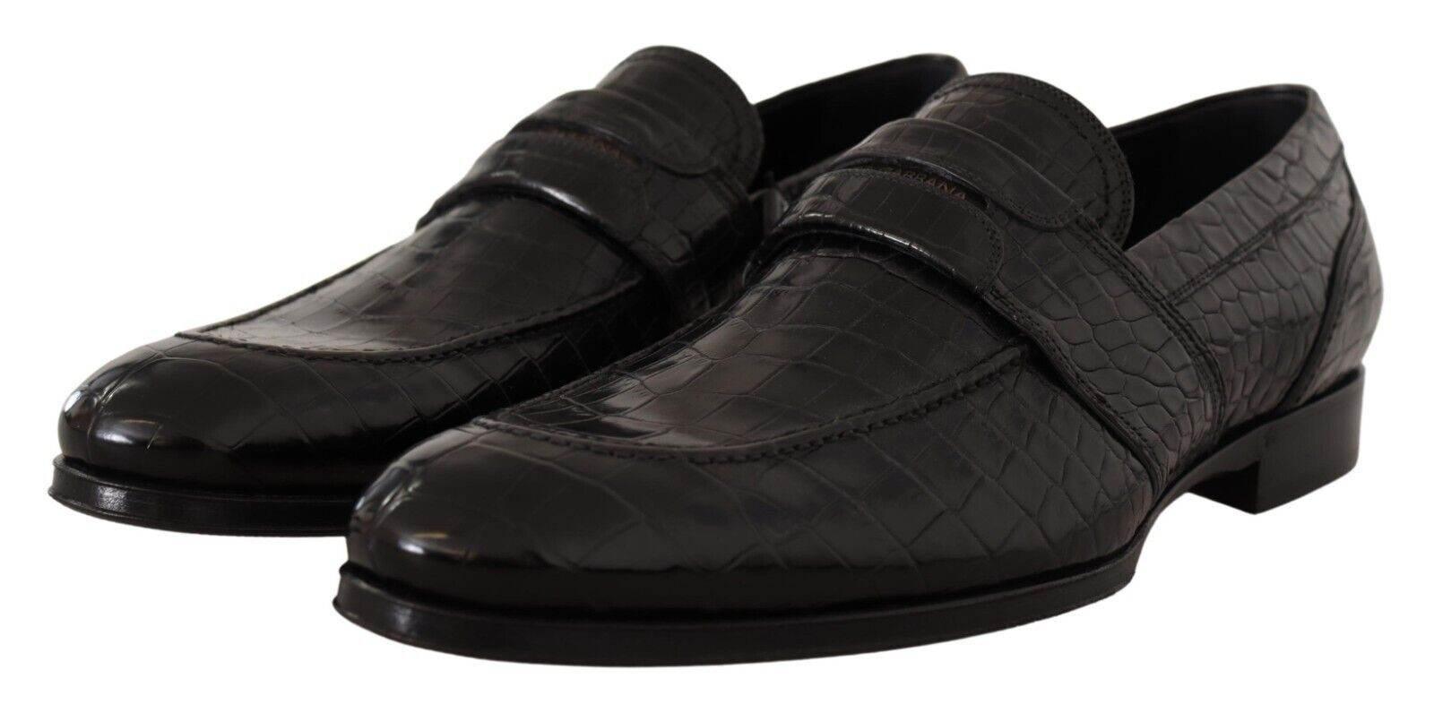 Dolce & Gabbana Elegant Crocodile Leather Moccasin Shoes - Hilstor