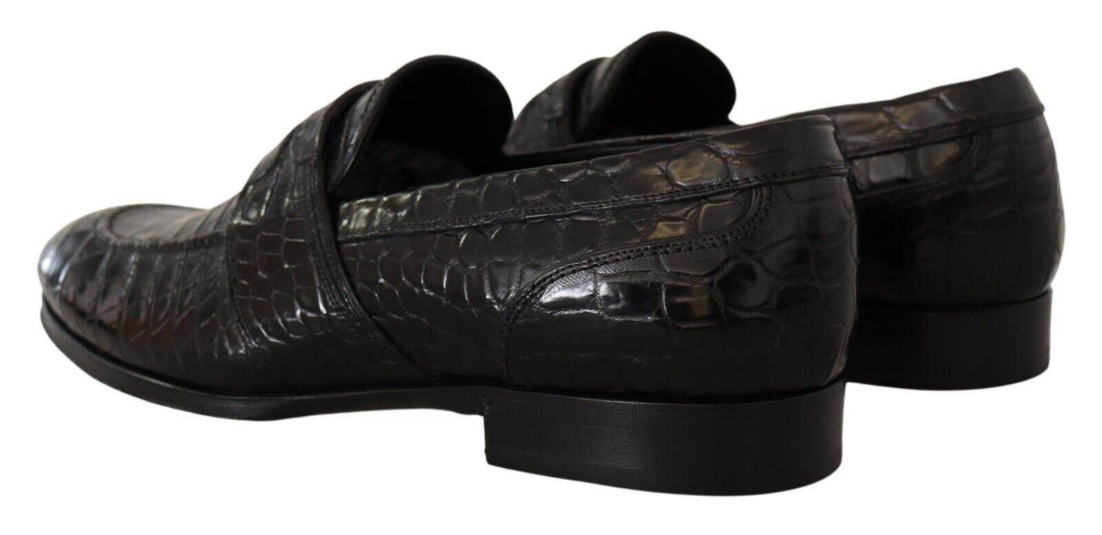 Dolce & Gabbana Elegant Crocodile Leather Moccasin Shoes - Hilstor