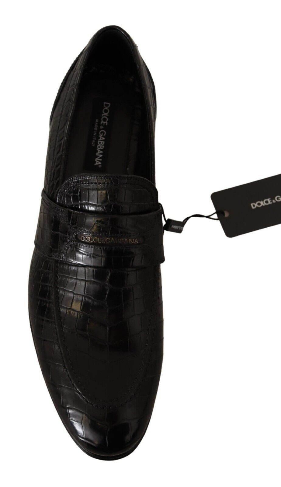 Dolce & Gabbana Elegant Crocodile Leather Moccasin Shoes - Hilstor