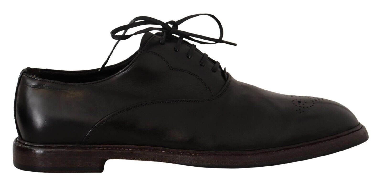 Dolce & Gabbana Elegant Black Leather Derby Formal Shoes - Hilstor