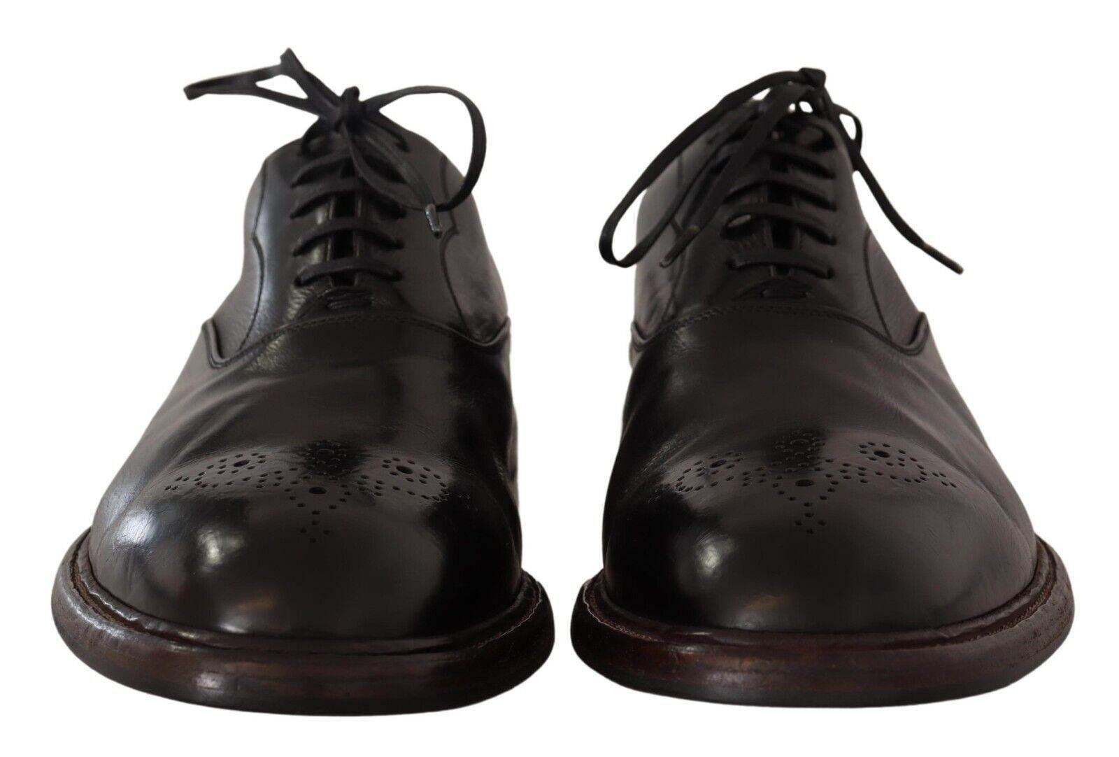 Dolce & Gabbana Elegant Black Leather Derby Formal Shoes - Hilstor