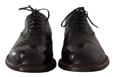 Dolce & Gabbana Elegant Black Leather Derby Formal Shoes - Hilstor