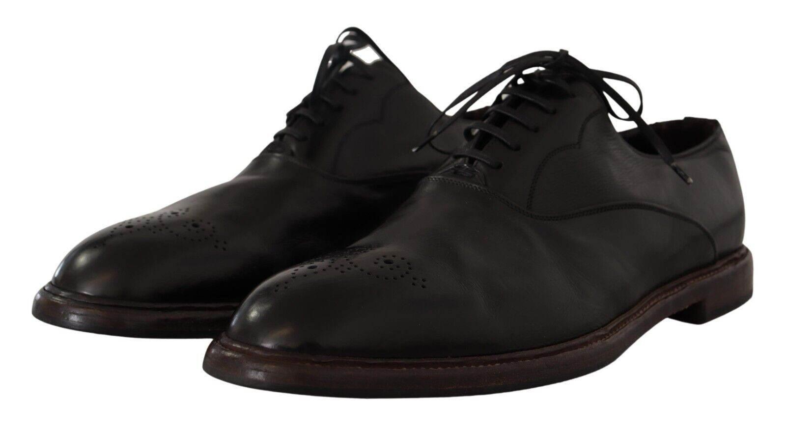 Dolce & Gabbana Elegant Black Leather Derby Formal Shoes - Hilstor