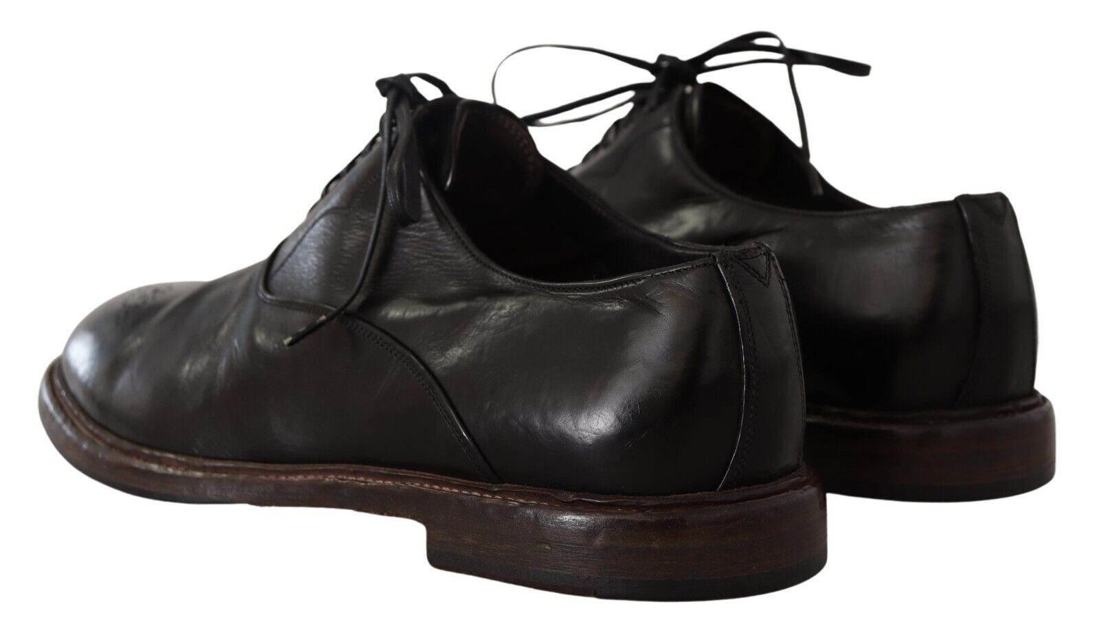 Dolce & Gabbana Elegant Black Leather Derby Formal Shoes - Hilstor