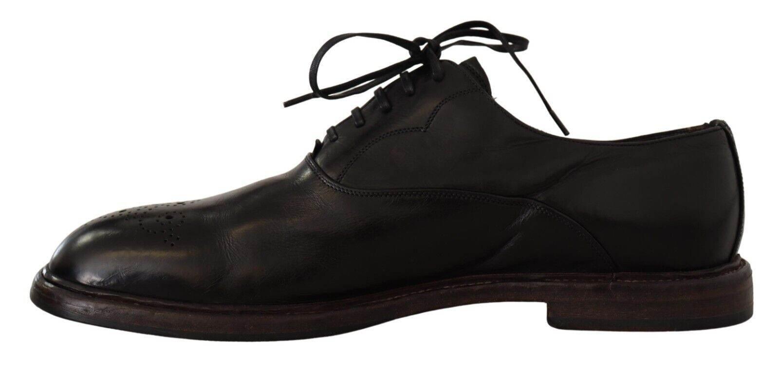 Dolce & Gabbana Elegant Black Leather Derby Formal Shoes - Hilstor
