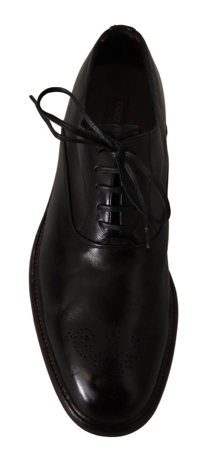 Dolce & Gabbana Elegant Black Leather Derby Formal Shoes - Hilstor