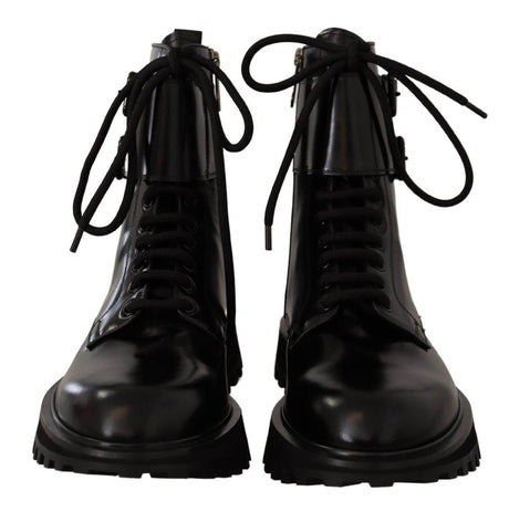 Dolce & Gabbana Elegant Black Leather Ankle Boots - Hilstor