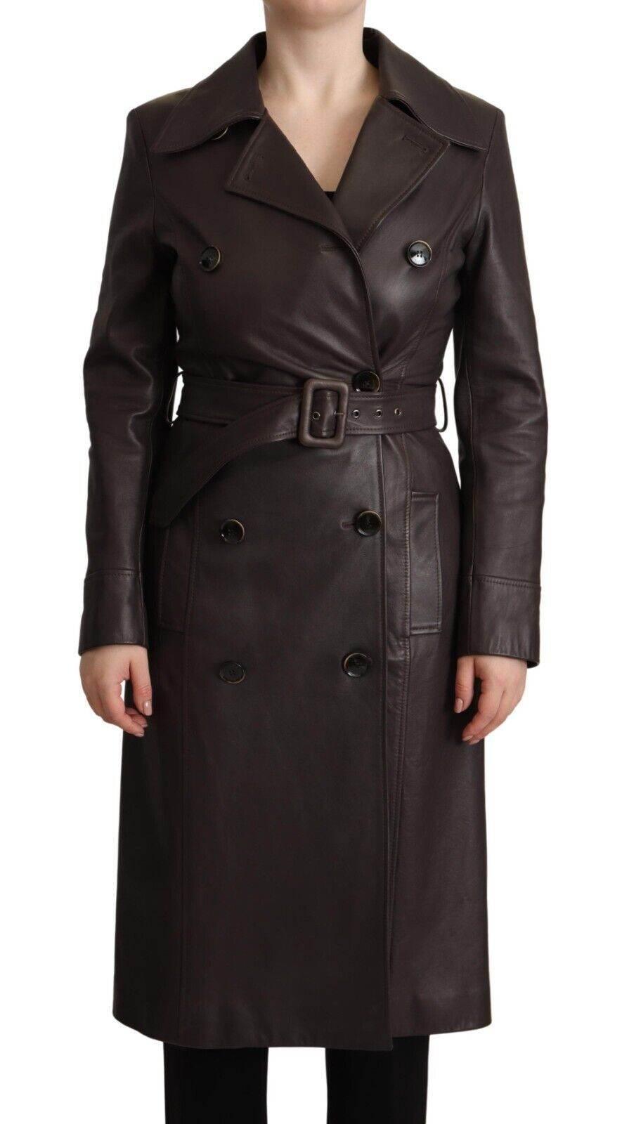 Dolce & Gabbana Elegant Double-Breasted Lambskin Leather Coat - Hilstor
