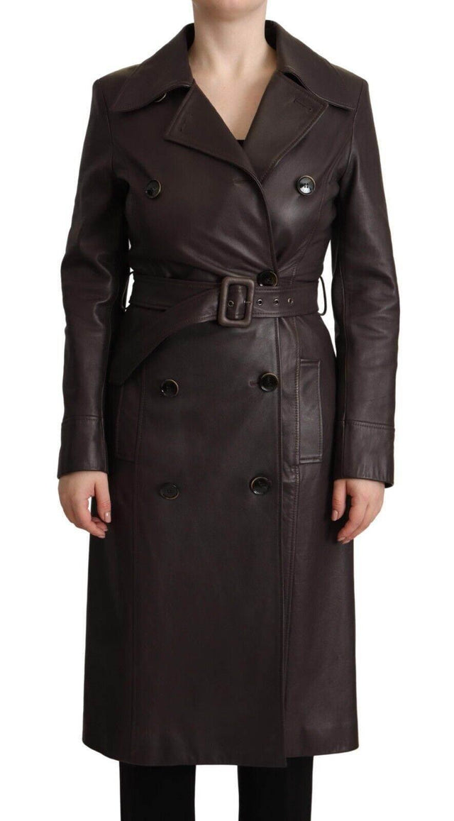 Dolce & Gabbana Elegant Double-Breasted Lambskin Leather Coat - Hilstor