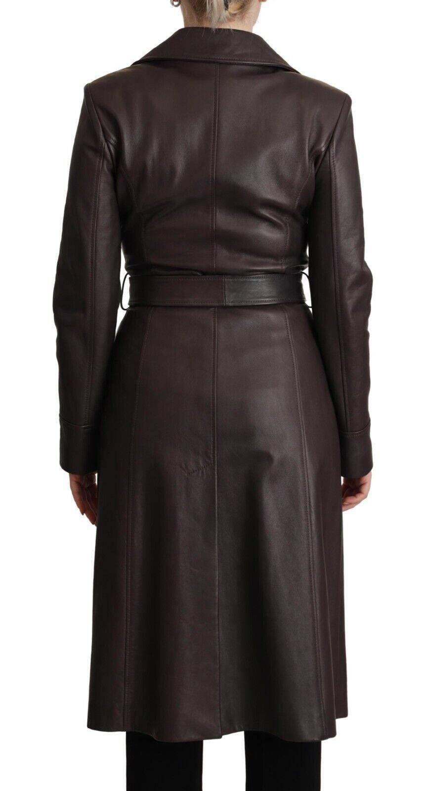 Dolce & Gabbana Elegant Double-Breasted Lambskin Leather Coat - Hilstor