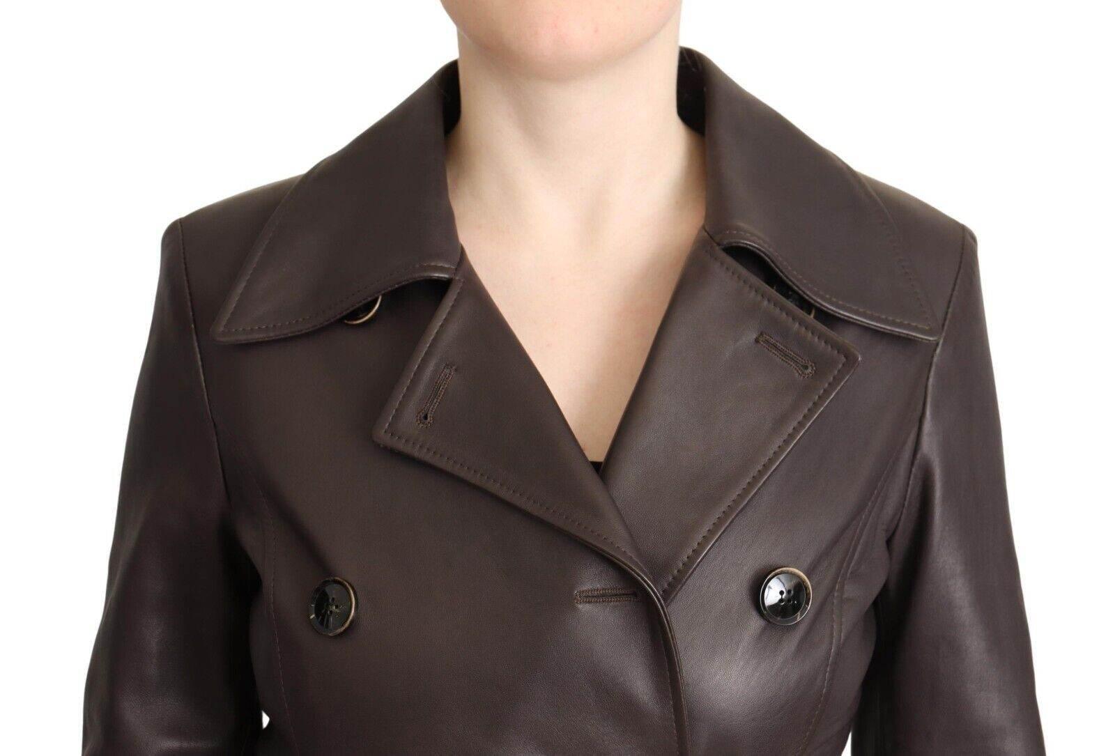 Dolce & Gabbana Elegant Double-Breasted Lambskin Leather Coat - Hilstor