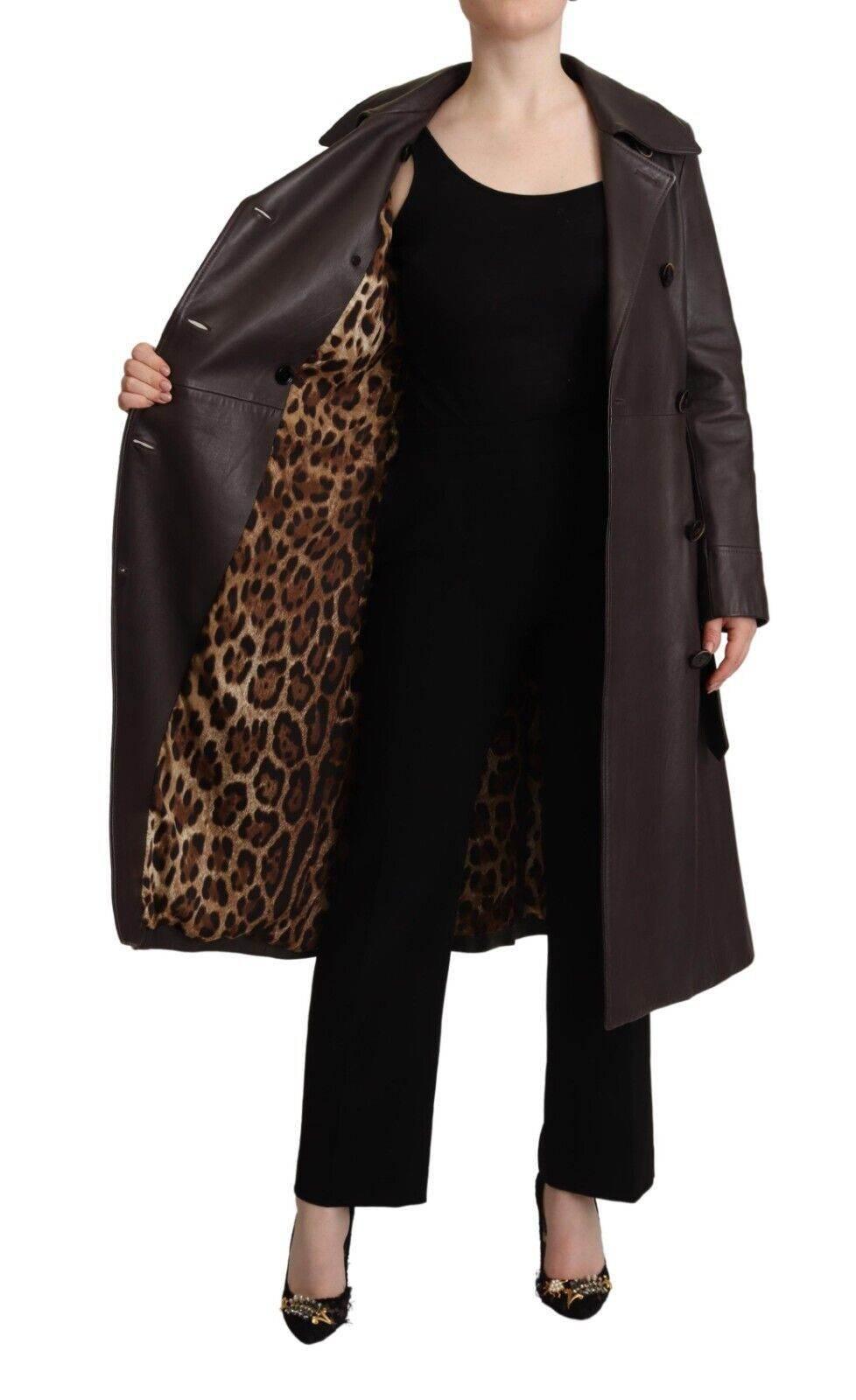 Dolce & Gabbana Elegant Double-Breasted Lambskin Leather Coat - Hilstor