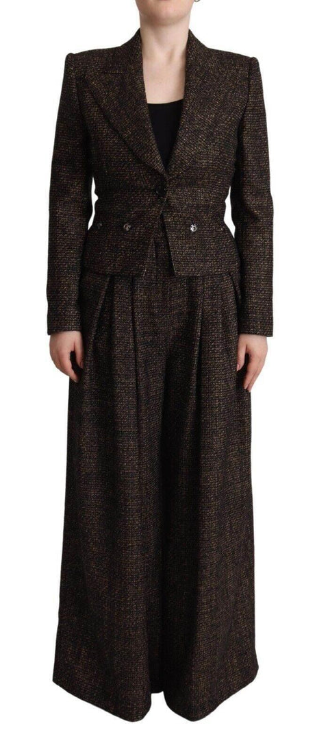 Dolce & Gabbana Dark Brown Wool Single Breasted 2 Pc Jacket Pants - Hilstor