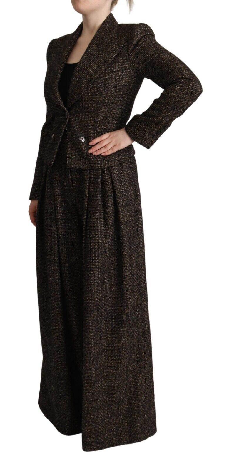 Dolce & Gabbana Dark Brown Wool Single Breasted 2 Pc Jacket Pants - Hilstor