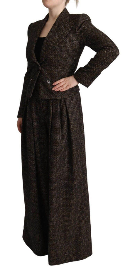 Dolce & Gabbana Dark Brown Wool Single Breasted 2 Pc Jacket Pants - Hilstor