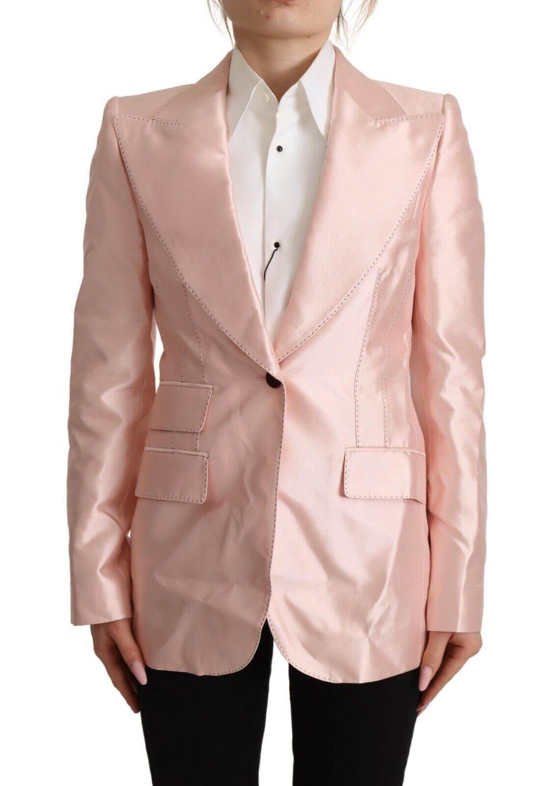 Dolce & Gabbana Elegant Pink Silk Blazer Jacket - Hilstor