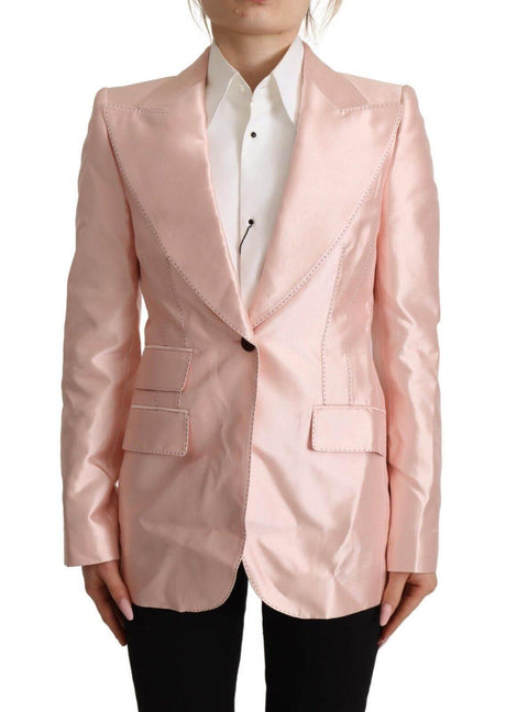 Dolce & Gabbana Elegant Pink Silk Blazer Jacket - Hilstor