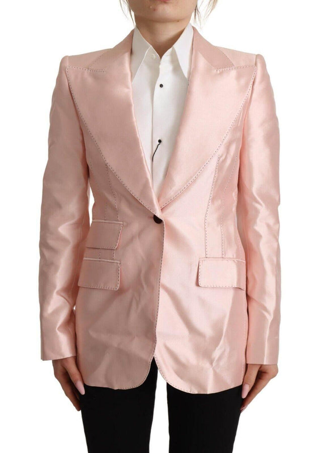 Dolce & Gabbana Elegant Pink Silk Blazer Jacket - Hilstor