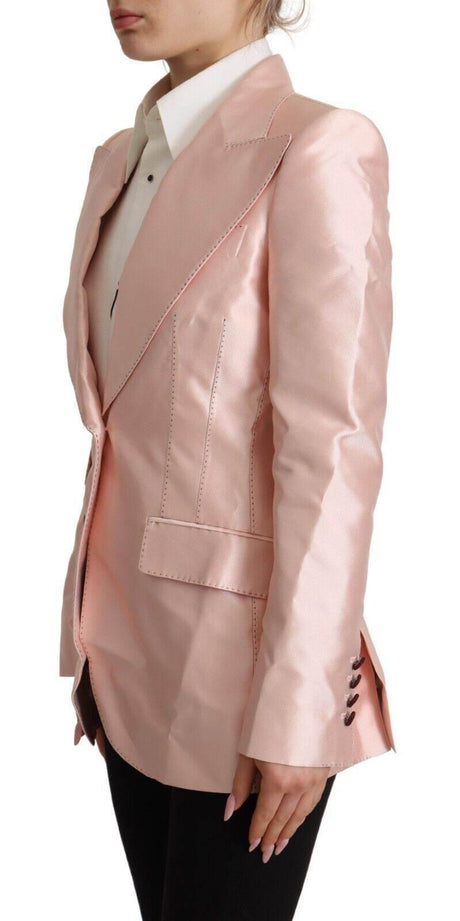 Dolce & Gabbana Elegant Pink Silk Blazer Jacket - Hilstor