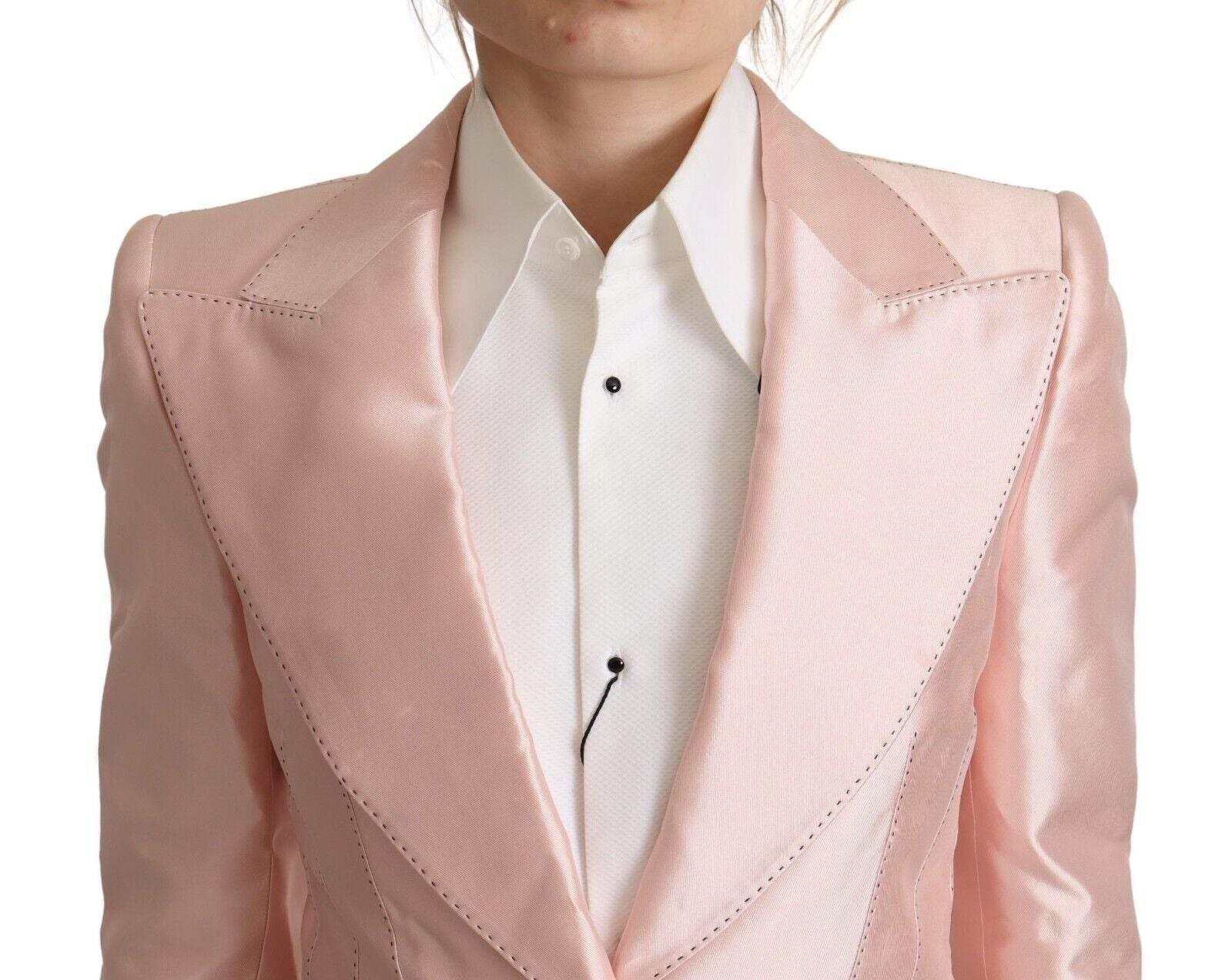 Dolce & Gabbana Elegant Pink Silk Blazer Jacket - Hilstor