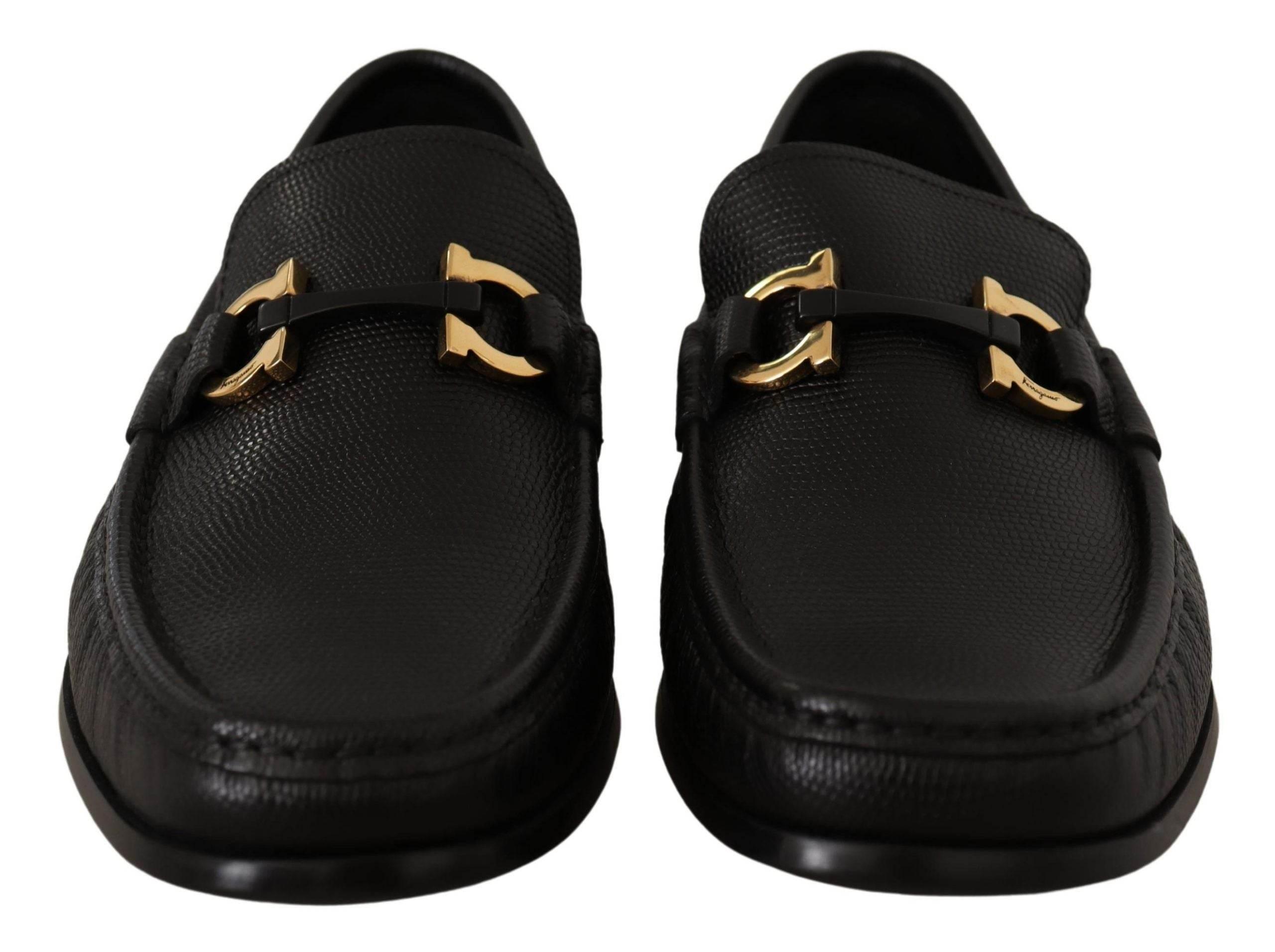 Salvatore Ferragamo Elegant Black Calf Leather Loafers - Hilstor