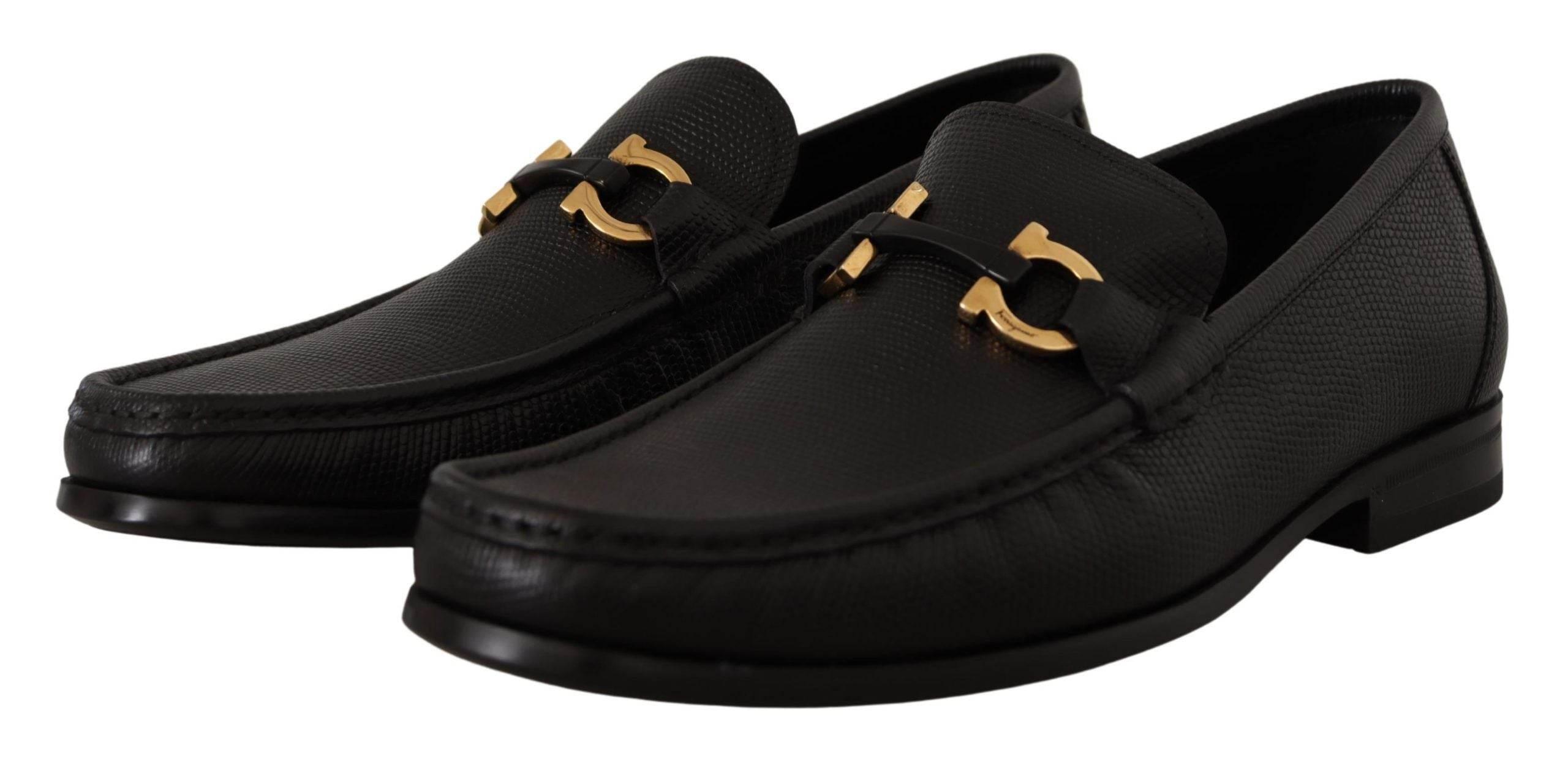 Salvatore Ferragamo Elegant Black Calf Leather Loafers - Hilstor