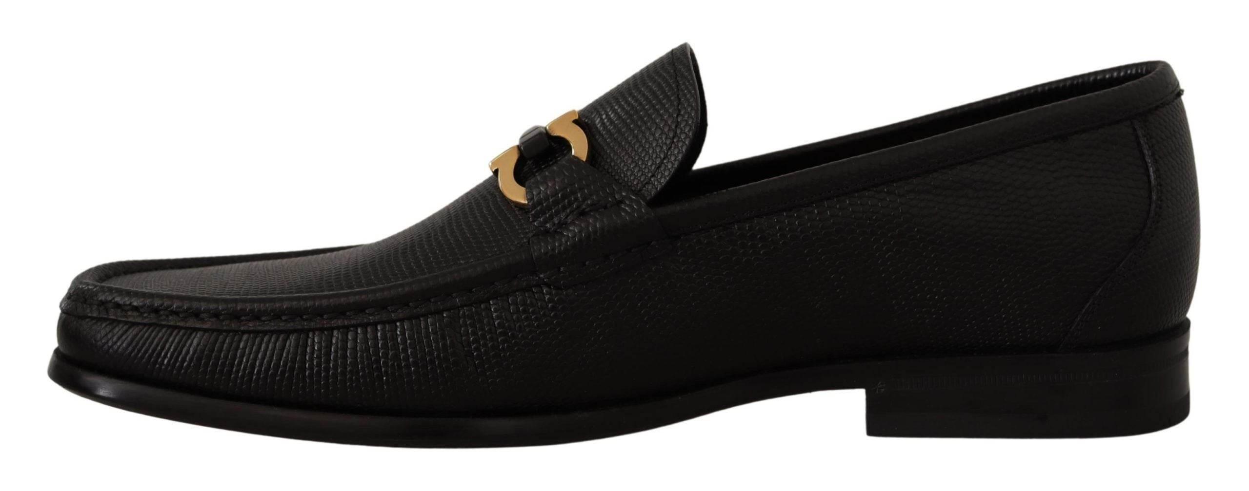 Salvatore Ferragamo Elegant Black Calf Leather Loafers - Hilstor