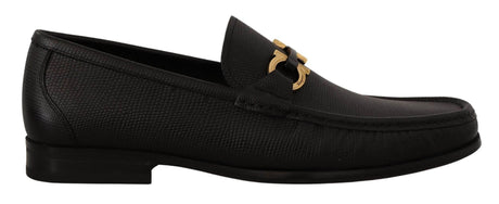 Salvatore Ferragamo Elegant Black Calf Leather Loafers - Hilstor