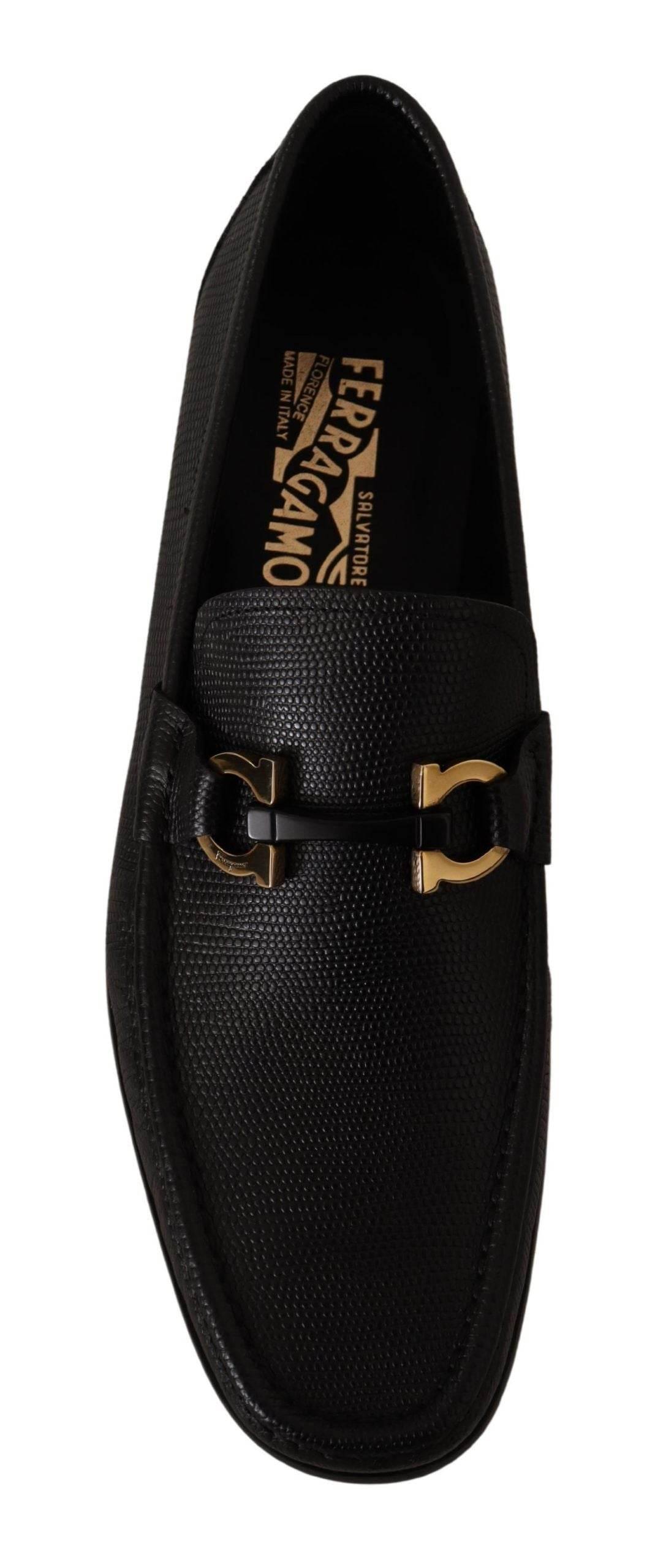 Salvatore Ferragamo Elegant Black Calf Leather Loafers - Hilstor