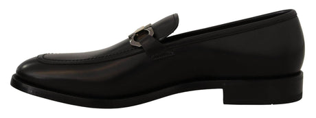 Salvatore Ferragamo Suave Black Leather Gancio Bit Loafers - Hilstor