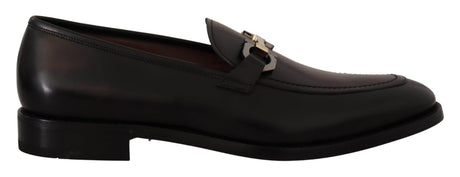 Salvatore Ferragamo Suave Black Leather Gancio Bit Loafers - Hilstor