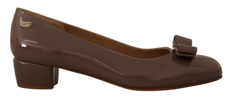 Salvatore Ferragamo Elegant Caraway Brown Pumps with Vara Bow - Hilstor
