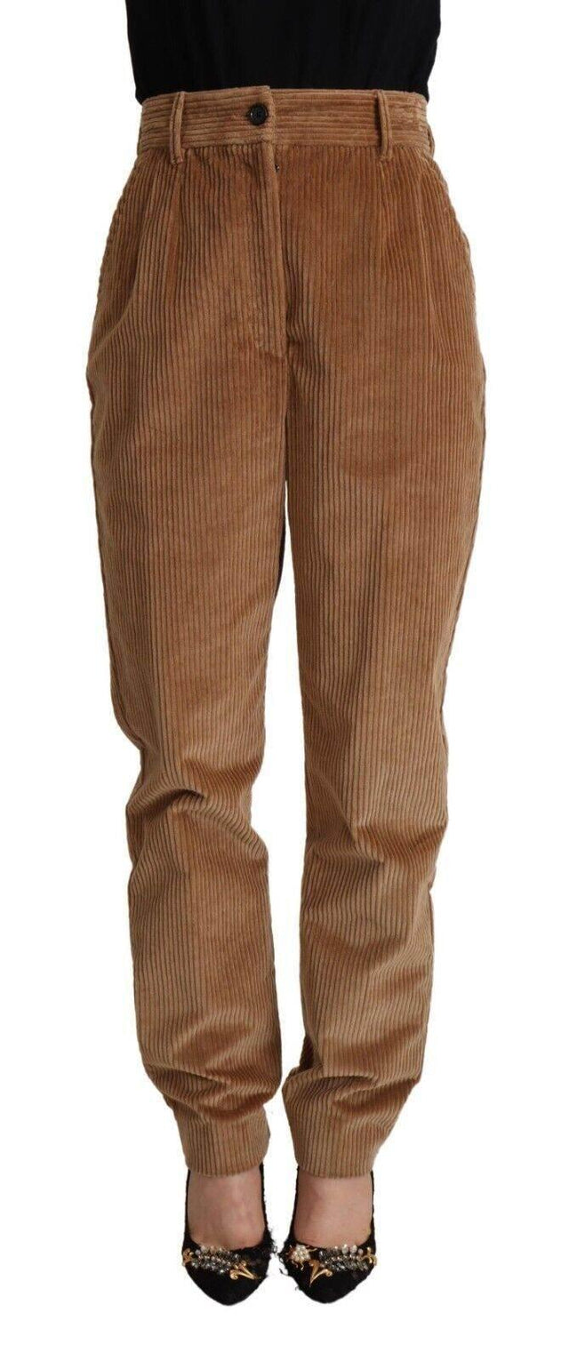 Dolce & Gabbana Brown Cotton Corduroy High Waist Skinny Pants - Hilstor