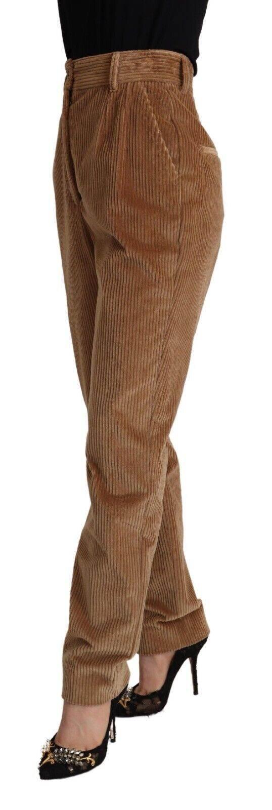 Dolce & Gabbana Brown Cotton Corduroy High Waist Skinny Pants - Hilstor