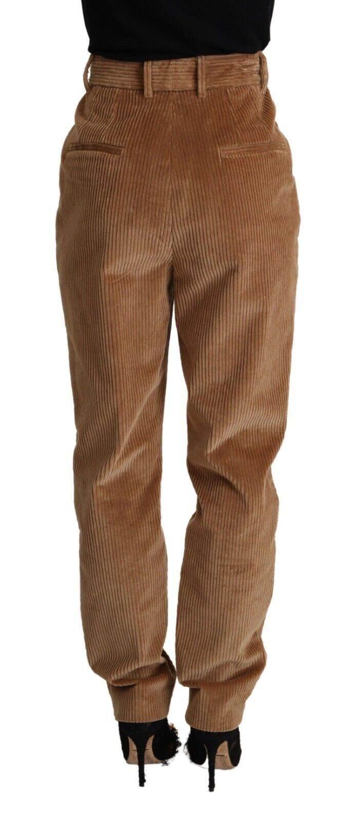 Dolce & Gabbana Brown Cotton Corduroy High Waist Skinny Pants - Hilstor