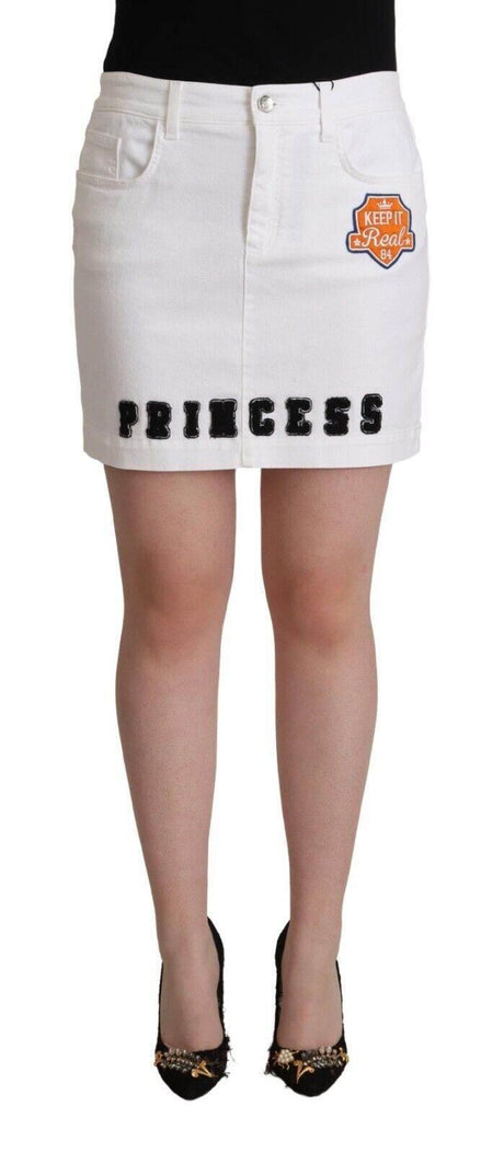 Dolce & Gabbana Chic Embellished White Denim Mini Skirt - Hilstor