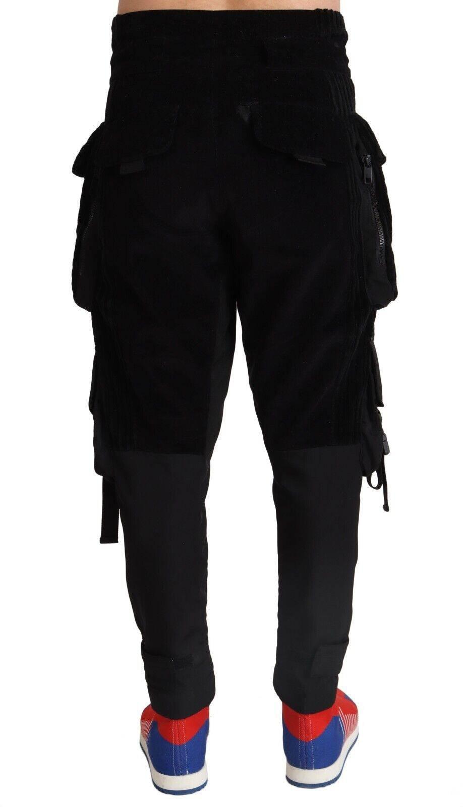 Dolce & Gabbana Black Cotton Skinny Corduroy Cargo Pants - Hilstor