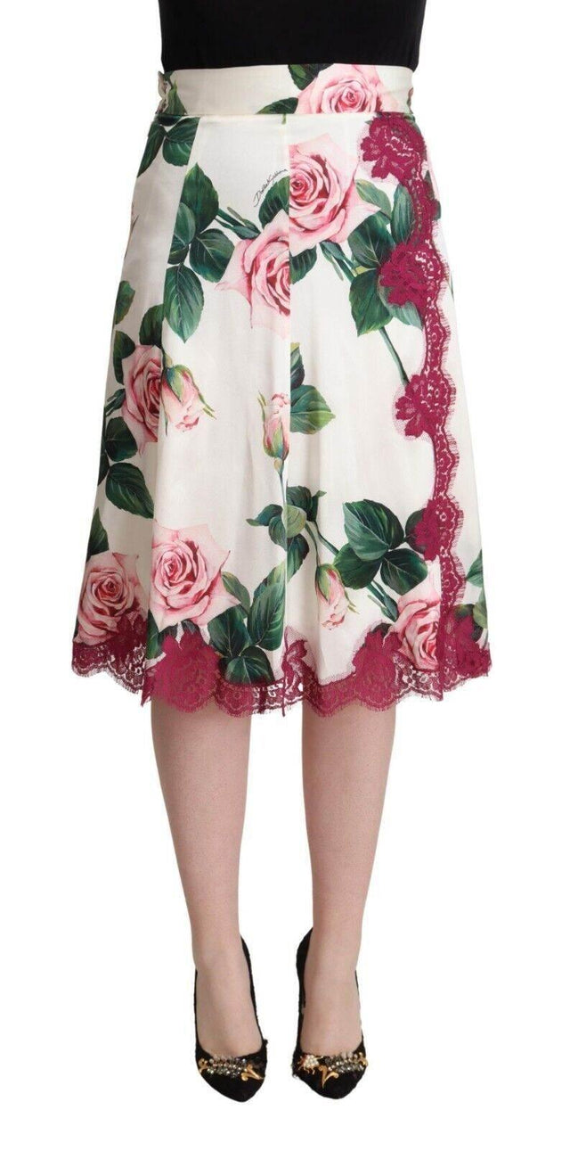 Dolce & Gabbana Elegant Floral A-Line Midi Skirt - Hilstor