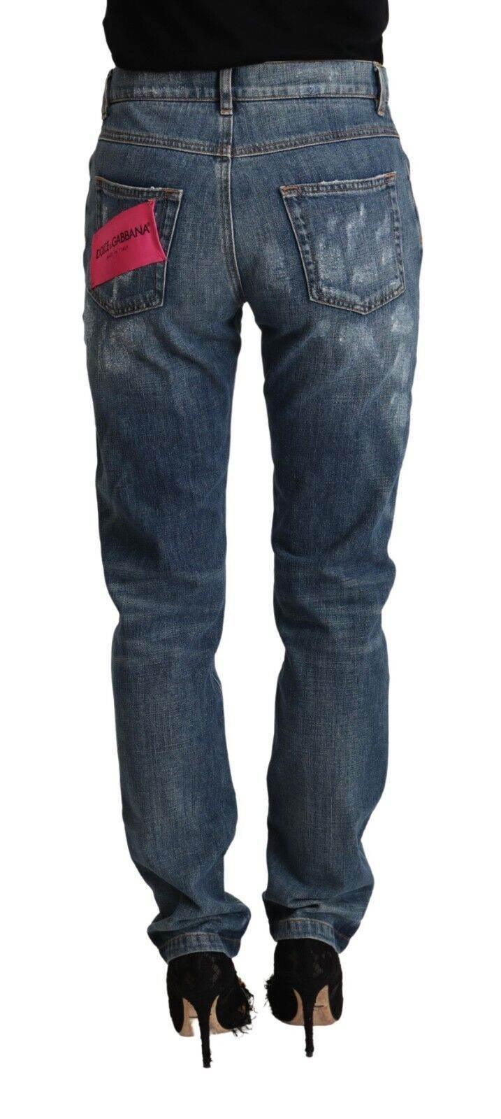 Dolce & Gabbana Blue Distressed Denim BOYFRIEND Skinny Jeans - Hilstor