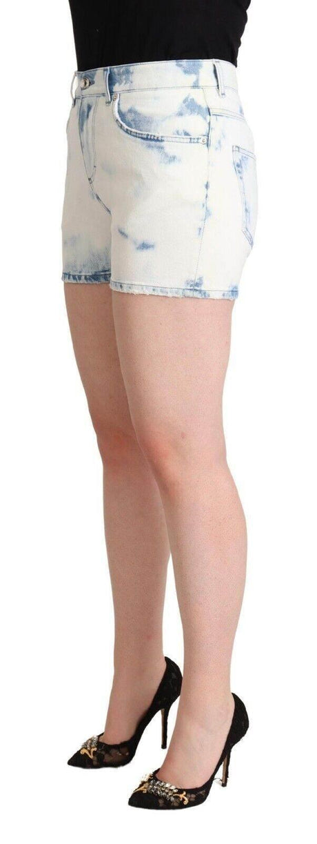 Dolce & Gabbana Chic White Denim Mid-Waisted Shorts - Hilstor