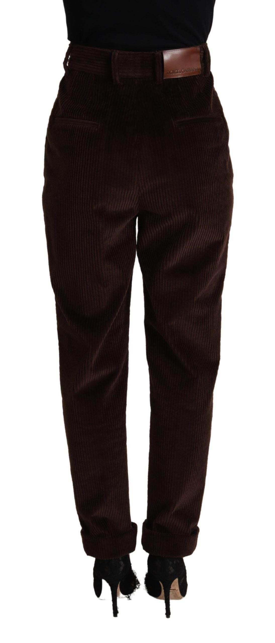 Dolce & Gabbana Bordeaux Corduroy Cotton Trouser Tapered Pants - Hilstor