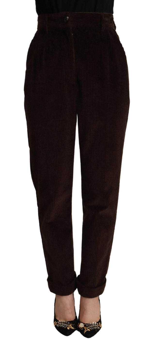 Dolce & Gabbana Bordeaux Corduroy Cotton Trouser Tapered Pants - Hilstor