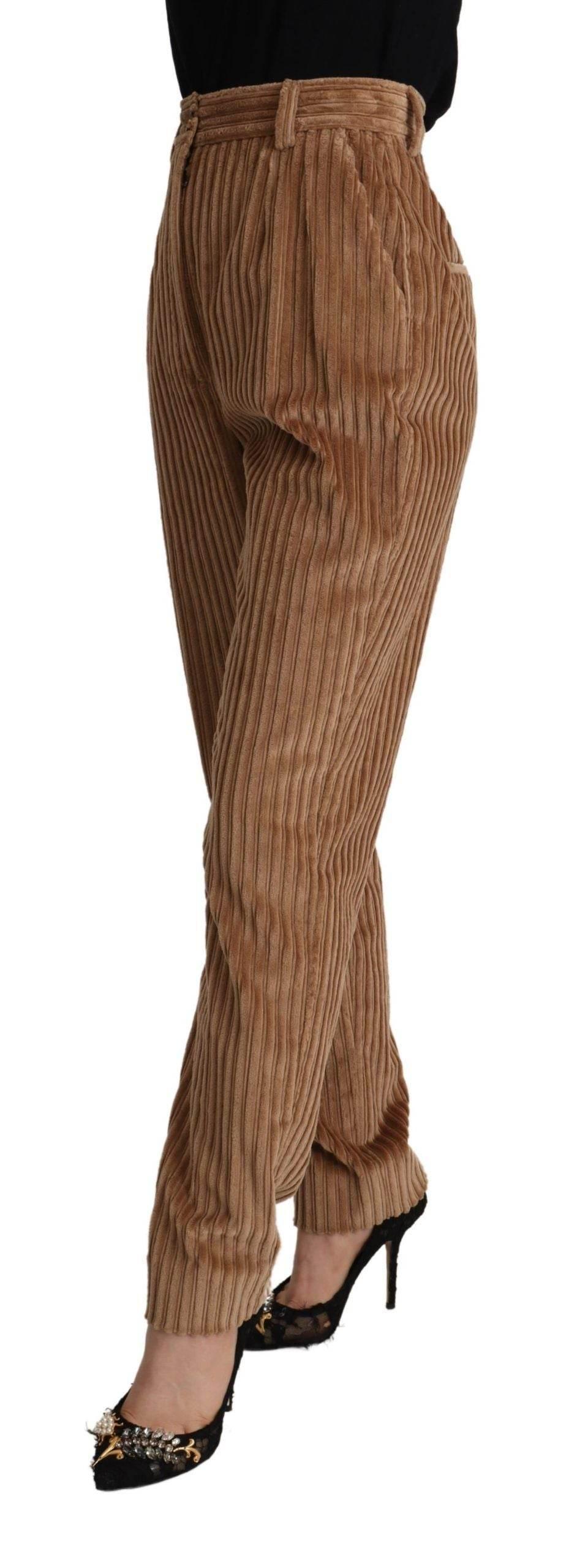Dolce & Gabbana Brown Corduroy Cotton Trouser Tapered Pants - Hilstor