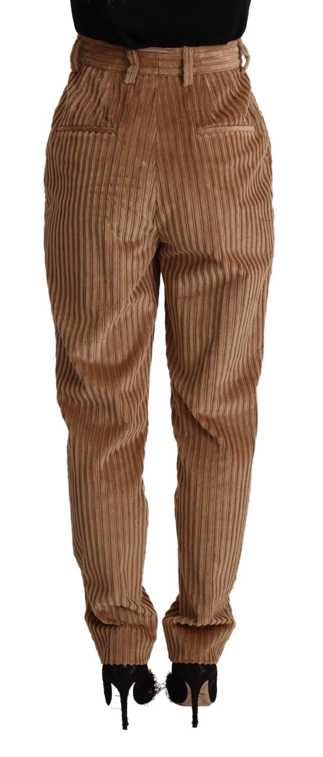 Dolce & Gabbana Brown Corduroy Cotton Trouser Tapered Pants - Hilstor
